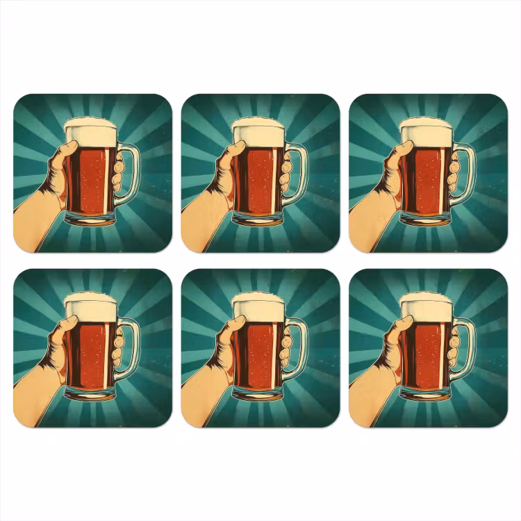 Onderzetter - Bierglas - Schuim - Retro - Groen — 1