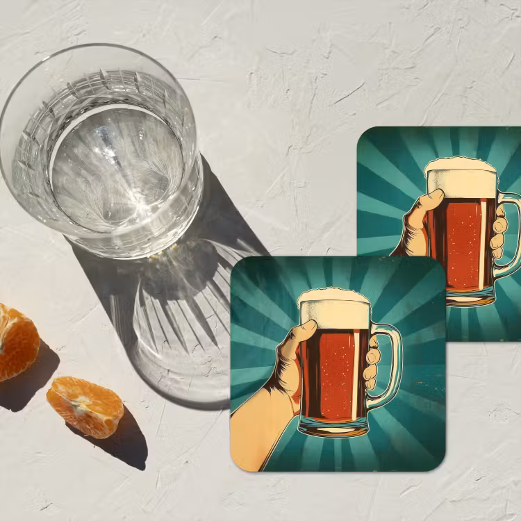 Onderzetter - Bierglas - Schuim - Retro - Groen — 3