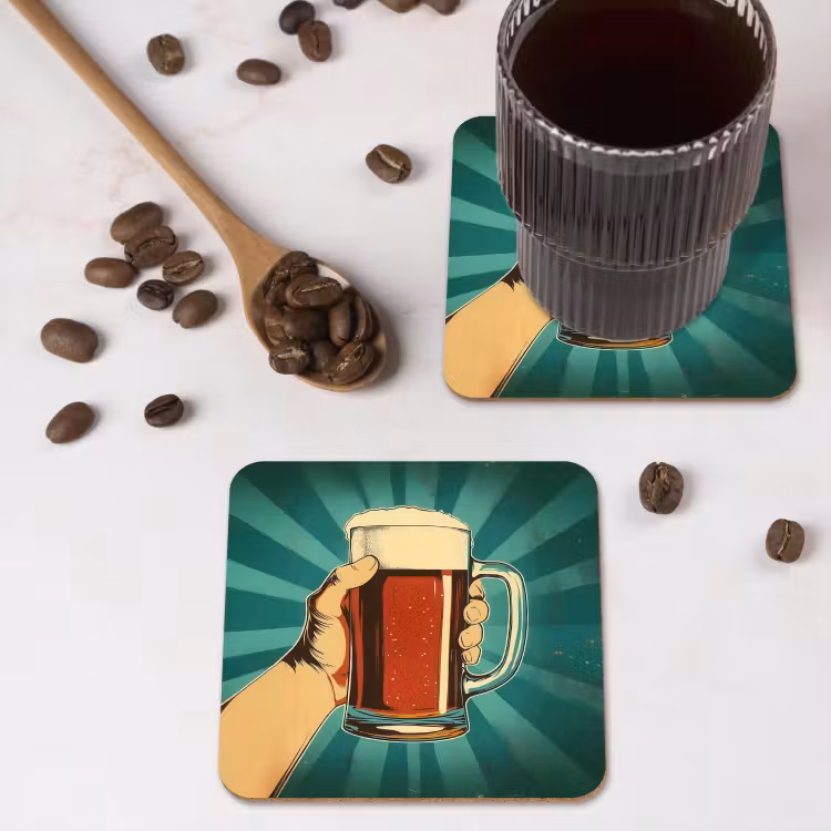 Onderzetter - Bierglas - Schuim - Retro - Groen — 4