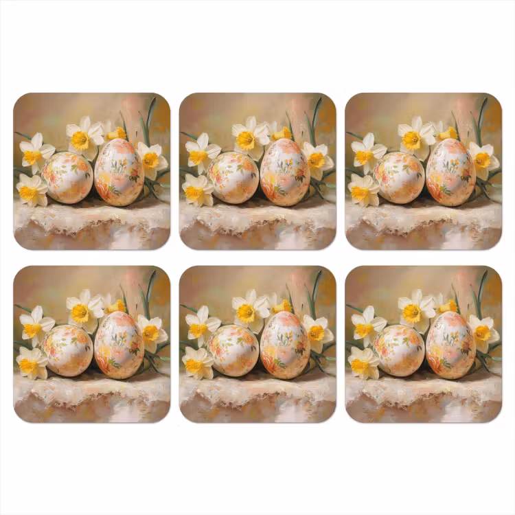 Onderzetter - Bloemen - Eieren - Geschilderd — 1