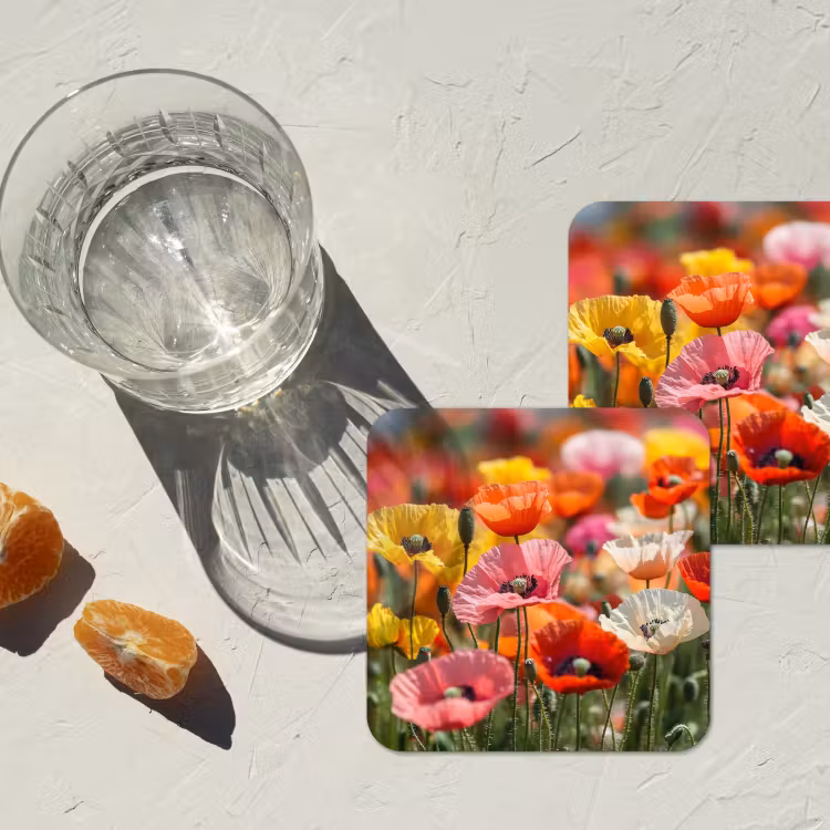 Onderzetter - Bloemenveld - Klaprozen - Kleurrijk — 3
