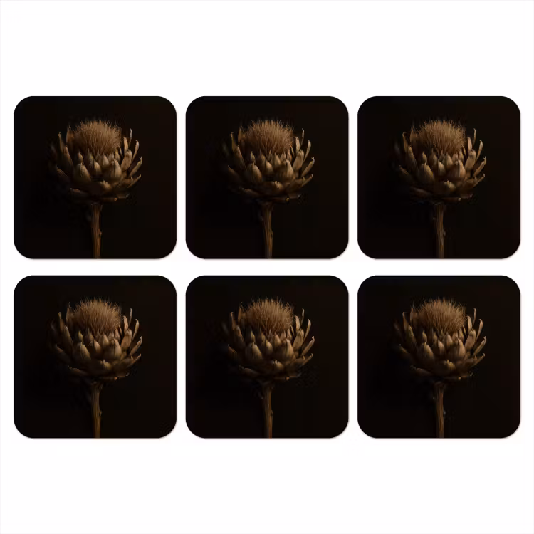 Onderzetter - Donkerbruin - Bloem - Textuur - Artisjok — 1