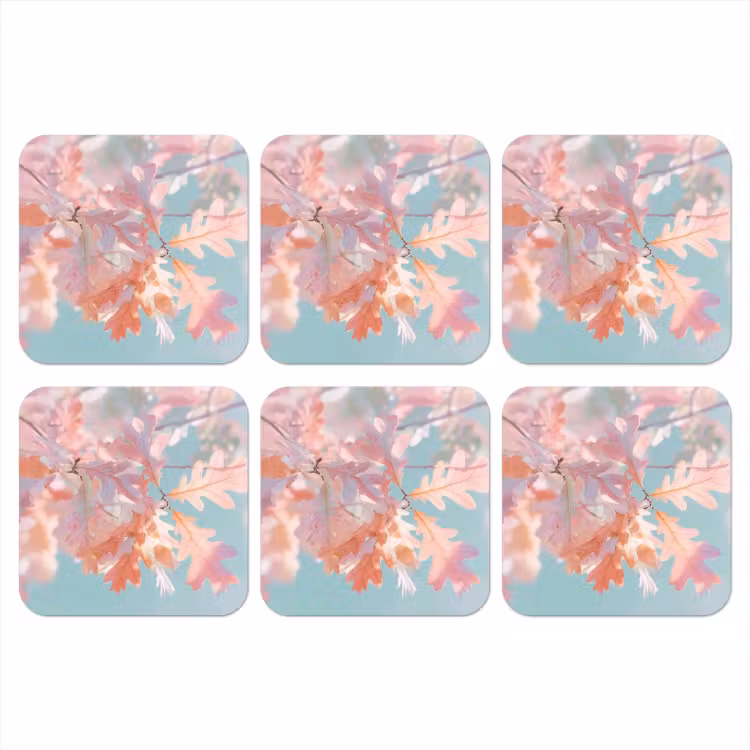 Onderzetter - Eikenbladeren - Takken - Roze — 1