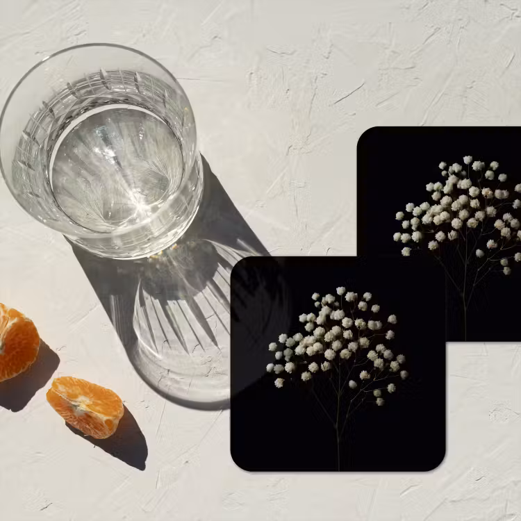Onderzetter - Gipskruid - Bloemetjes - Wit - Minimalistisch — 3
