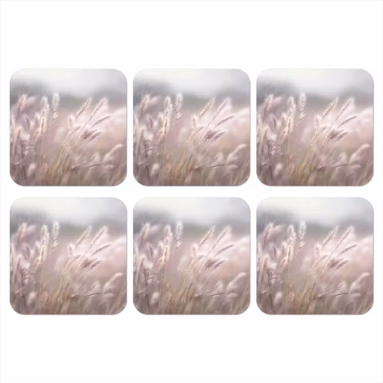 Onderzetter - Graspluimen - Wind - Beige - Mistig — 1