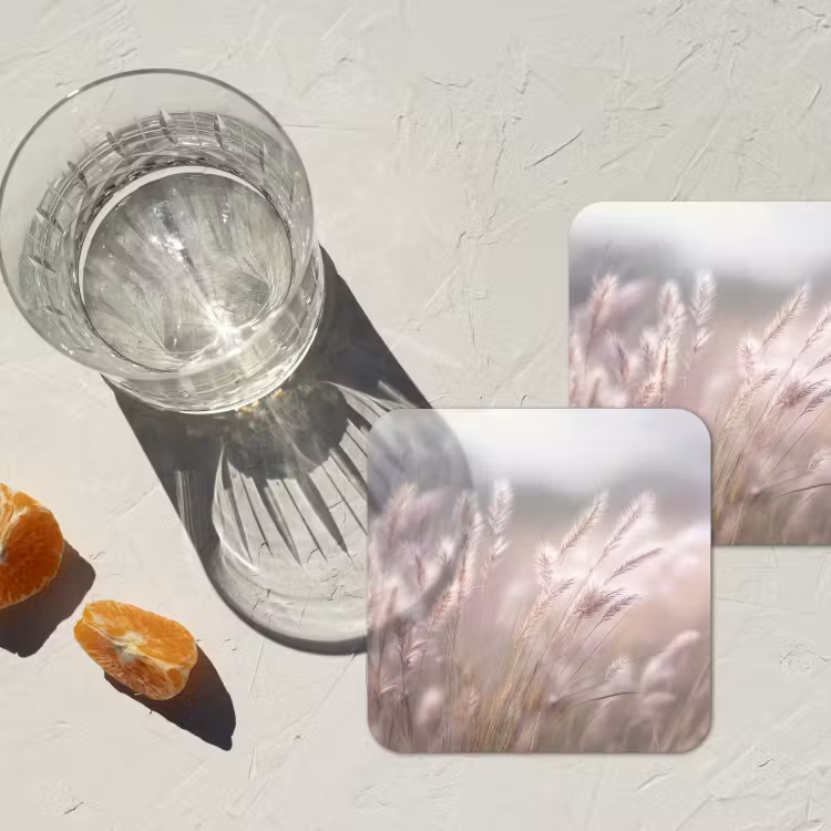 Onderzetter - Graspluimen - Wind - Beige - Mistig — 3