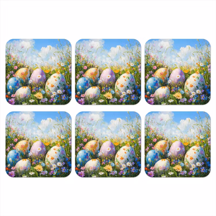 Onderzetter - Grasveld - Eieren - Bloemen — 1