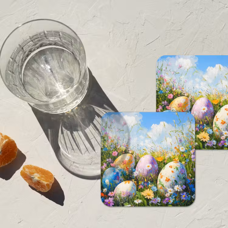 Onderzetter - Grasveld - Eieren - Bloemen — 3