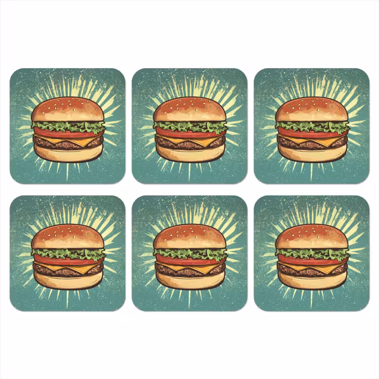 Onderzetter - Hamburger - Illustratie - Sla - Kaas — 1