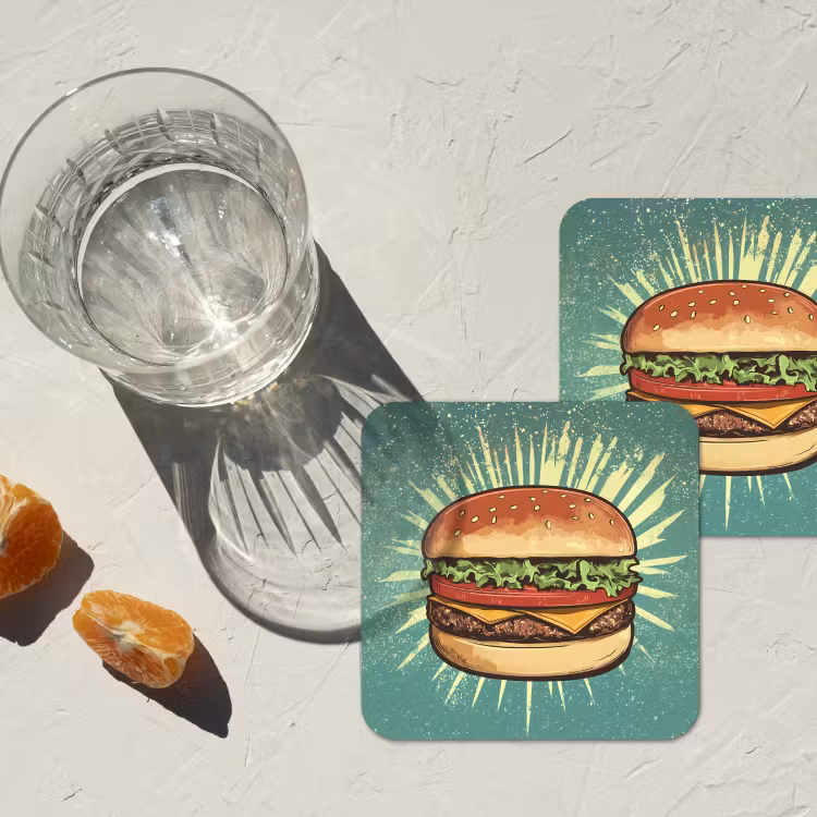 Onderzetter - Hamburger - Illustratie - Sla - Kaas — 3