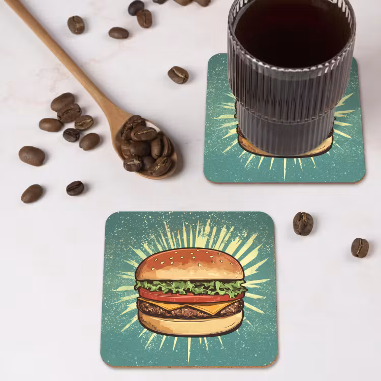 Onderzetter - Hamburger - Illustratie - Sla - Kaas — 4