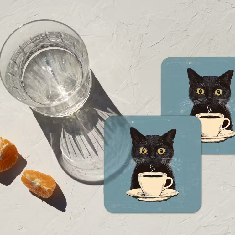 Onderzetter - Kat - Zwart - Koffie - Minimalistisch — 3