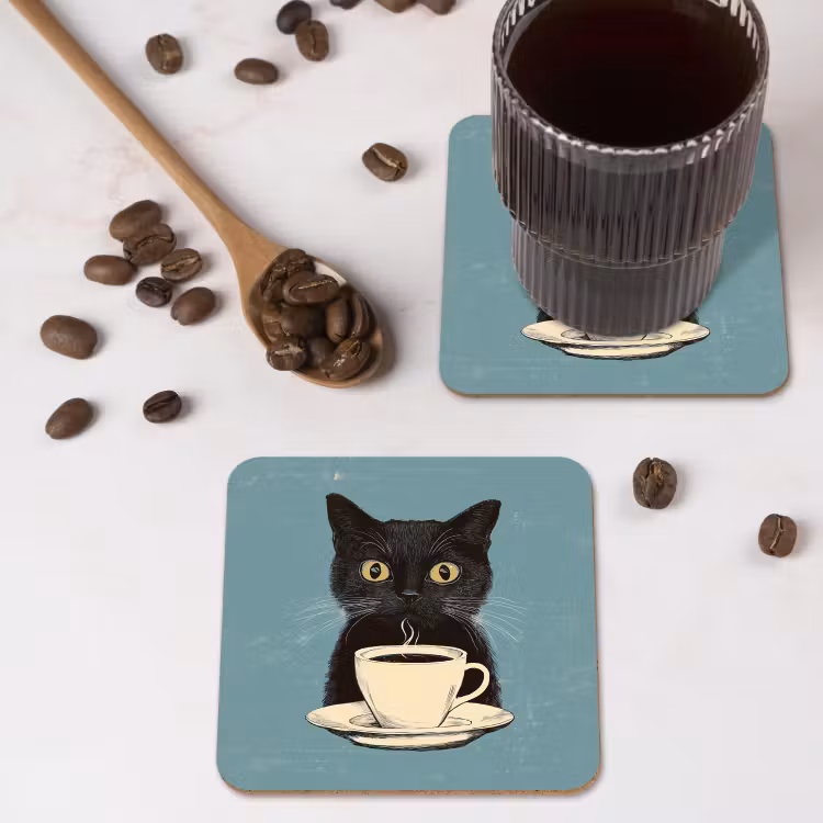 Onderzetter - Kat - Zwart - Koffie - Minimalistisch — 4