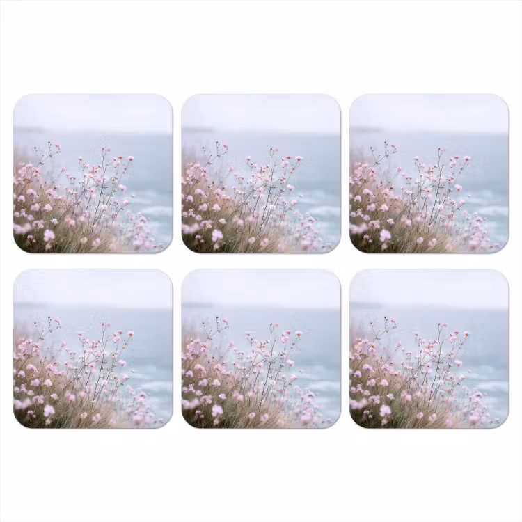 Onderzetter - Klif - Bloemen - Zee - Roze — 1
