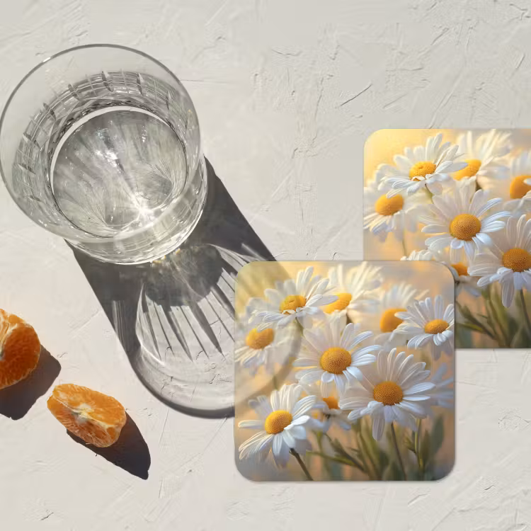 Onderzetter - Madeliefjes - Wit - Zonlicht — 3