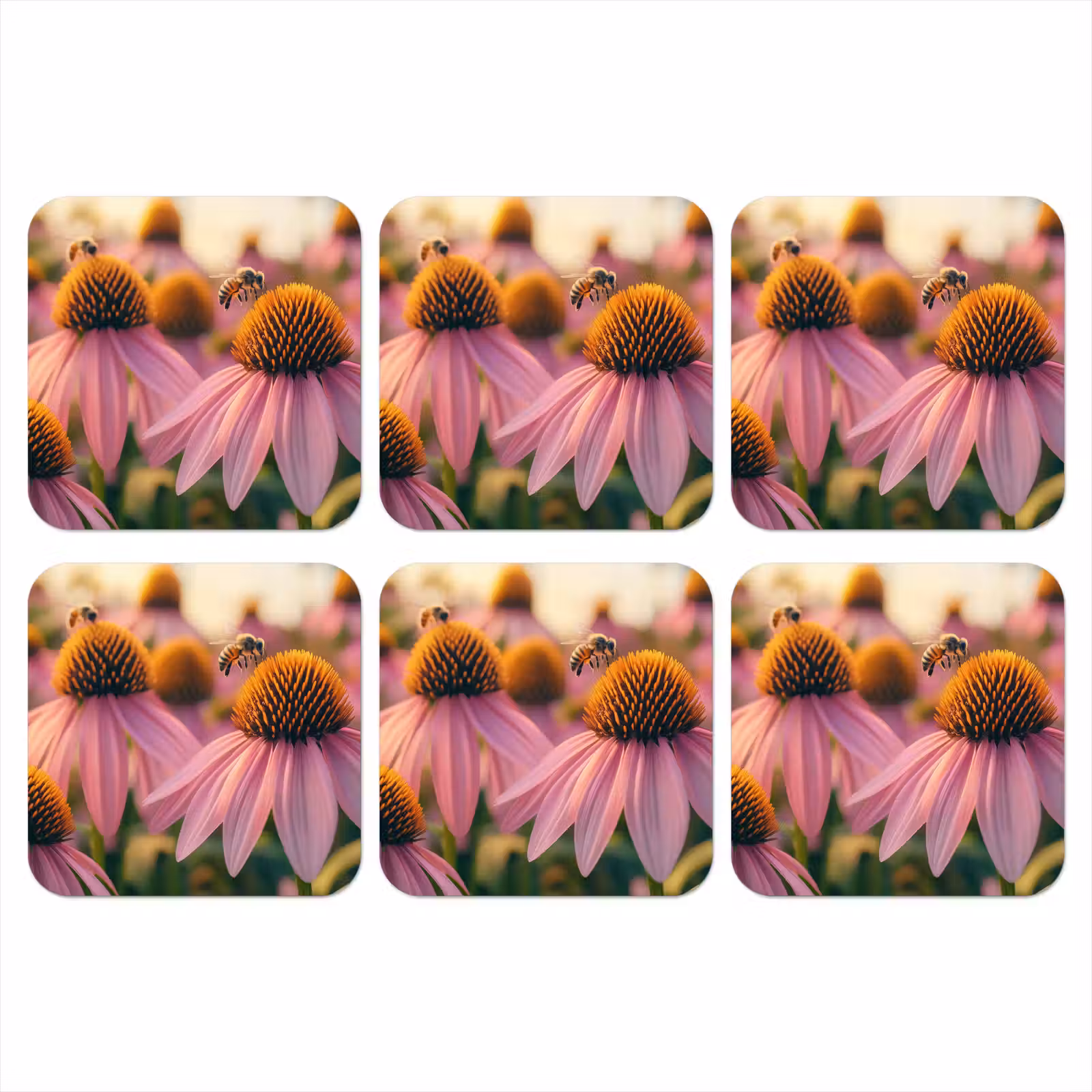 Onderzetter - Bloemen - Paars - Bijen — 1