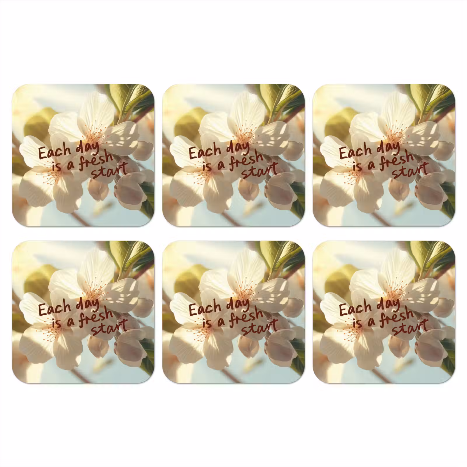 Onderzetter - Bloesems - Zonlicht - Quote - Wit — 1
