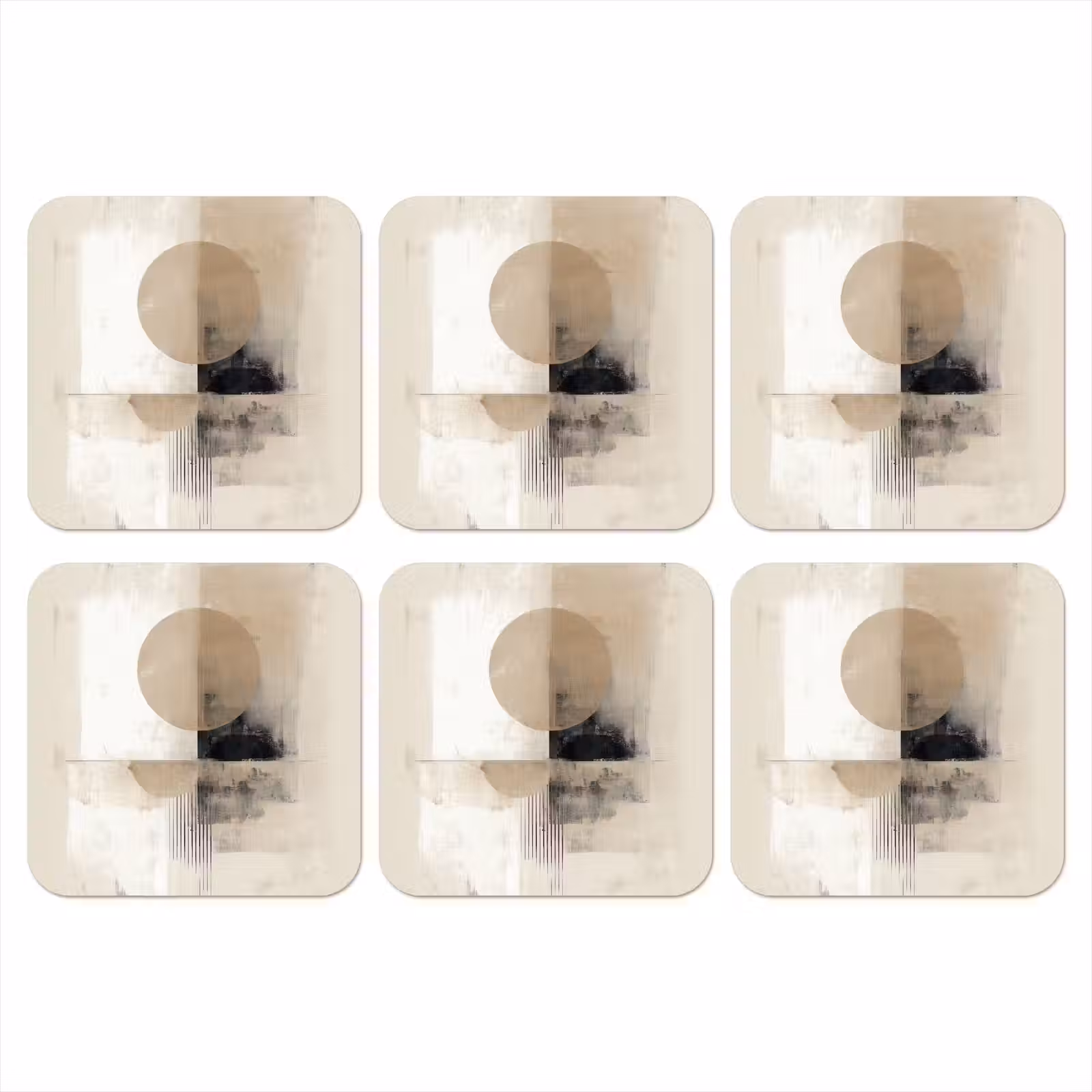 Onderzetter - Cirkel - Compositie - Diepte - Beige — 1