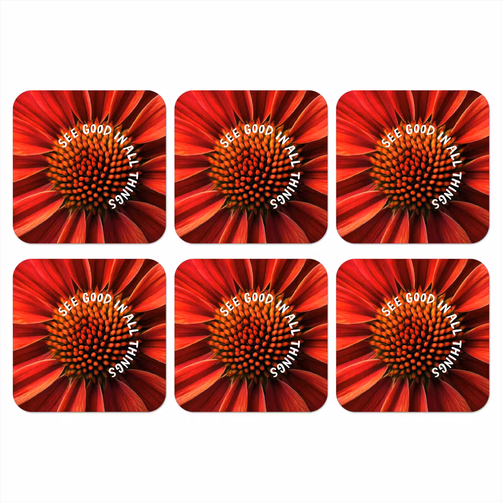 Onderzetter - Close up - Bloem - Quote - Rood — 1
