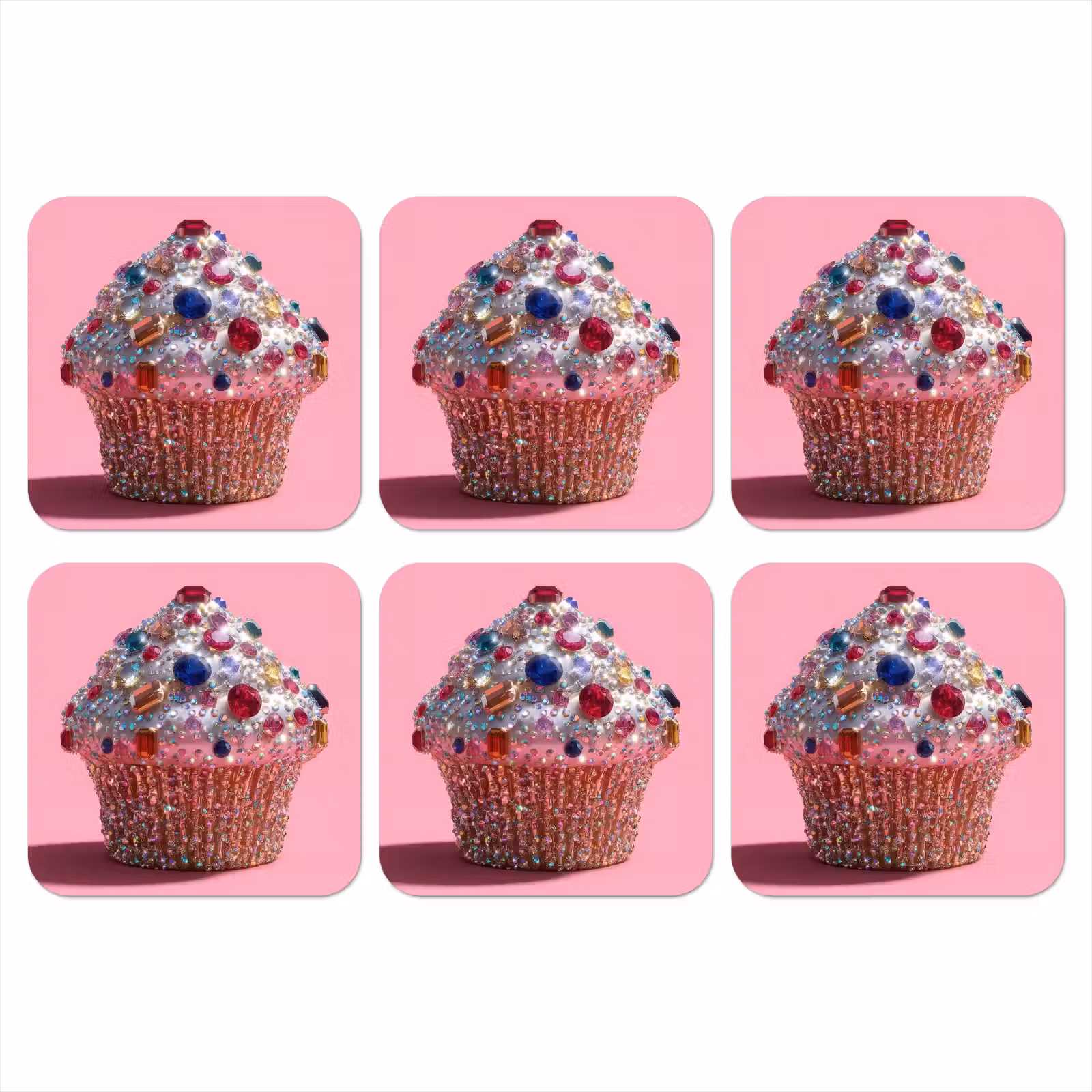 Onderzetter - Cupcake - Kleurrijk - Edelstenen — 1
