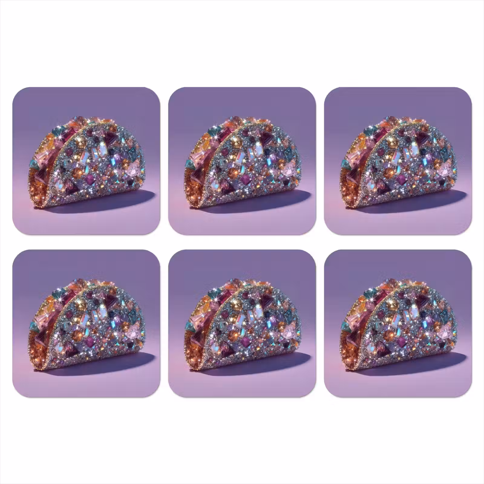 Onderzetter - Edelstenen - Glitters - Paars - Kleurrijk — 1
