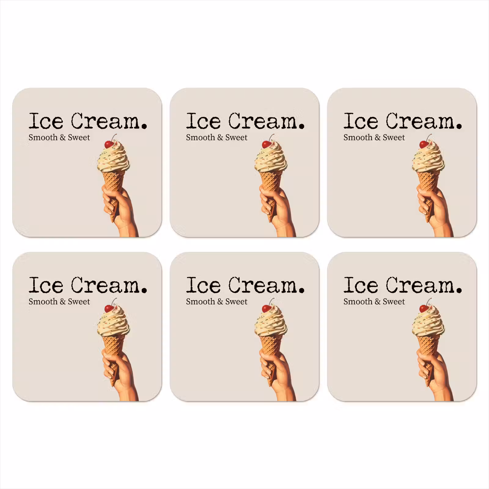 Onderzetter - Ice cream - Softijs - Kleurrijk - Kers — 1