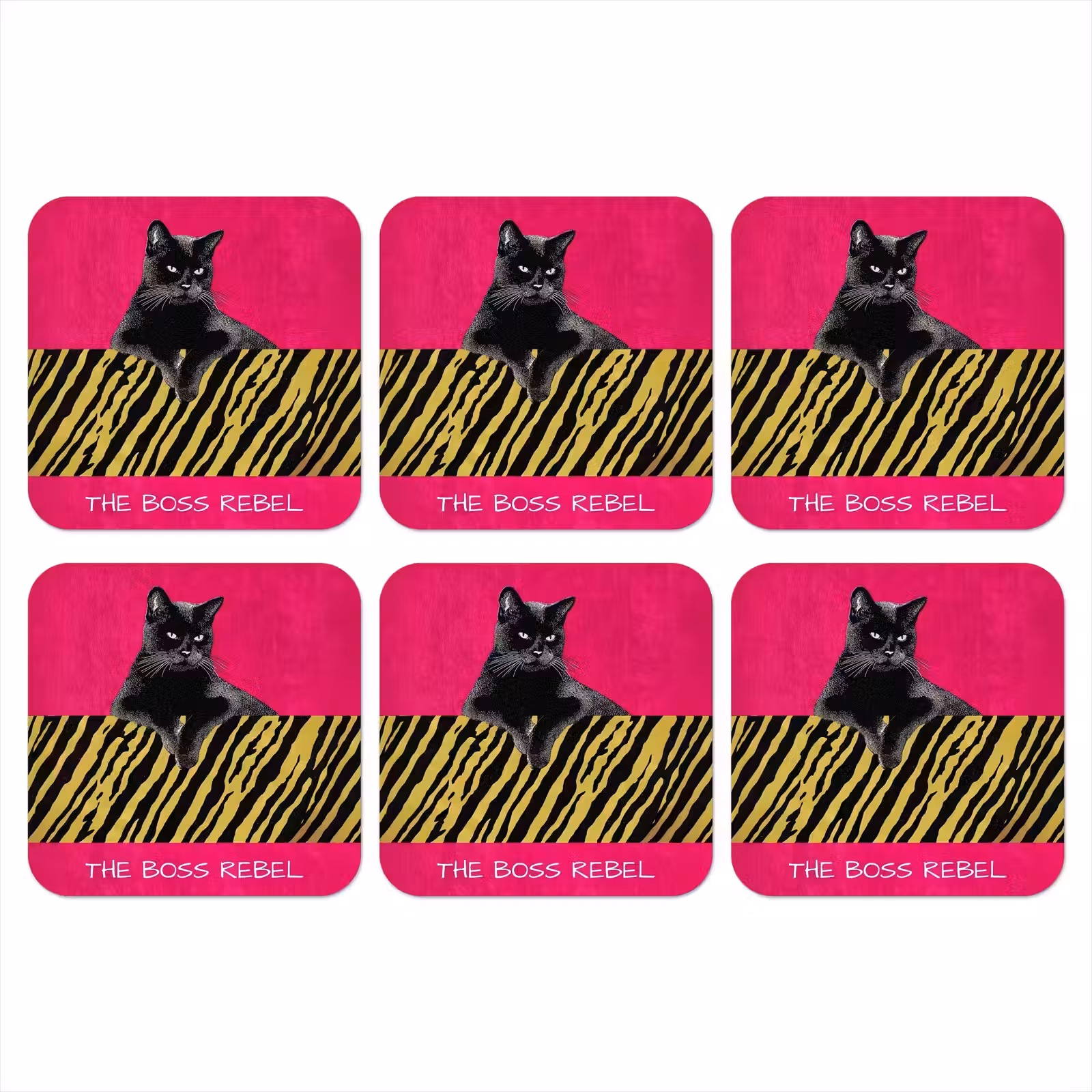 Onderzetter - Kat - Baas - Roze - Tijgerprint — 1