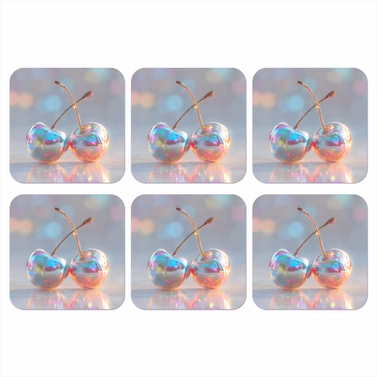 Onderzetter - Kersen - Glanzend - Regenboogkleur — 1