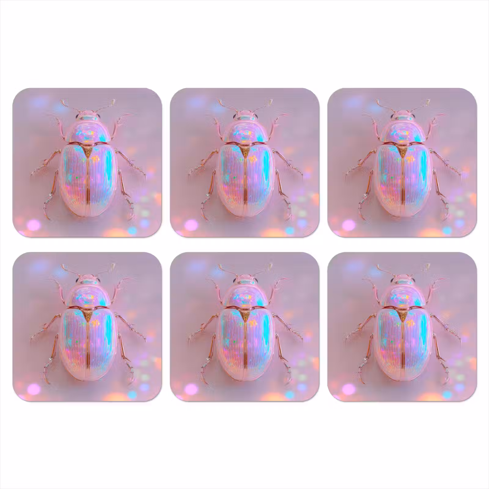 Onderzetter - Kever - Metallic - Lichteffect - Roze — 1