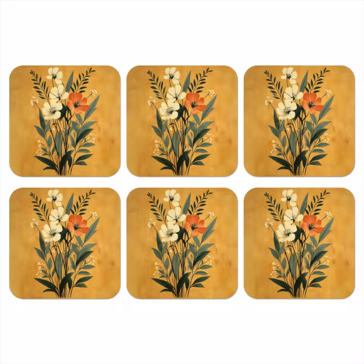 Onderzetter​ - Bladeren - Boeket - Bloemen - Geel — 1