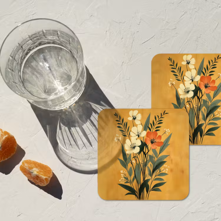 Onderzetter​ - Bladeren - Boeket - Bloemen - Geel — 3