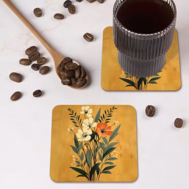 Onderzetter​ - Bladeren - Boeket - Bloemen - Geel — 4