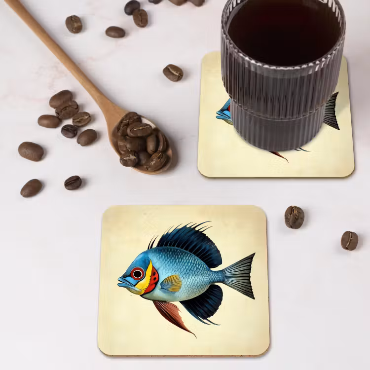 Onderzetter - Blauw - Kieuwen - Vis - Illustratie — 4