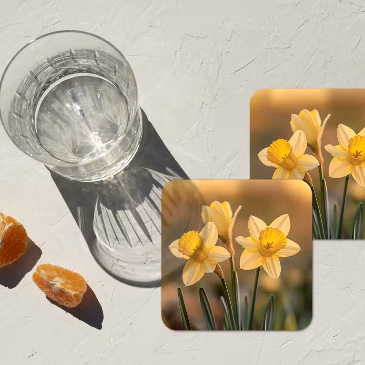 Onderzetter - Bloemen - Geel - Wazig — 3