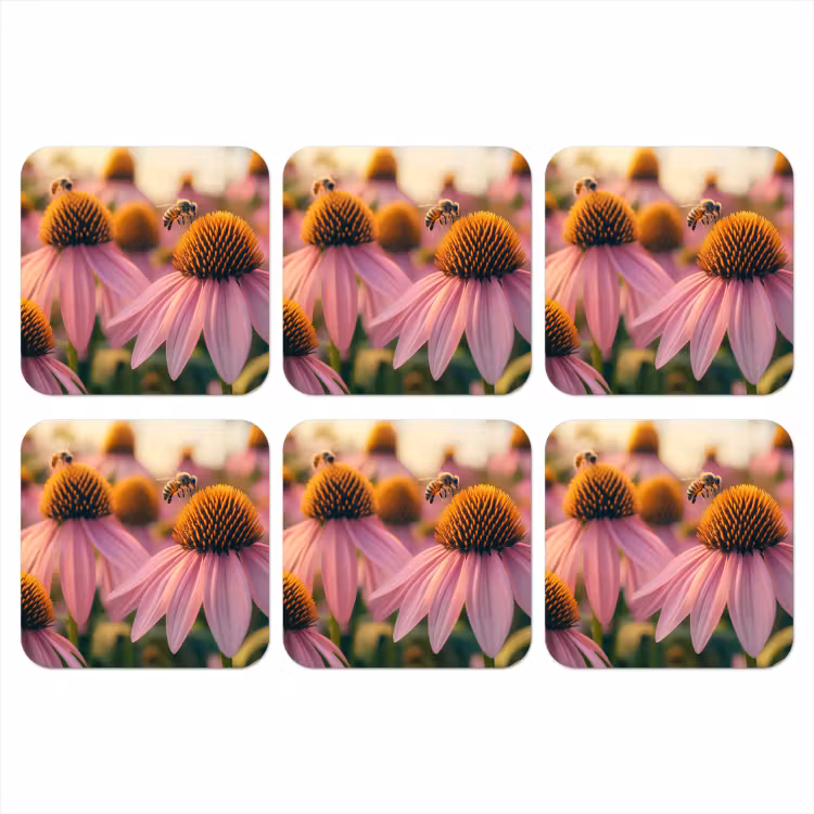 Onderzetter - Bloemen - Paars - Bijen — 1