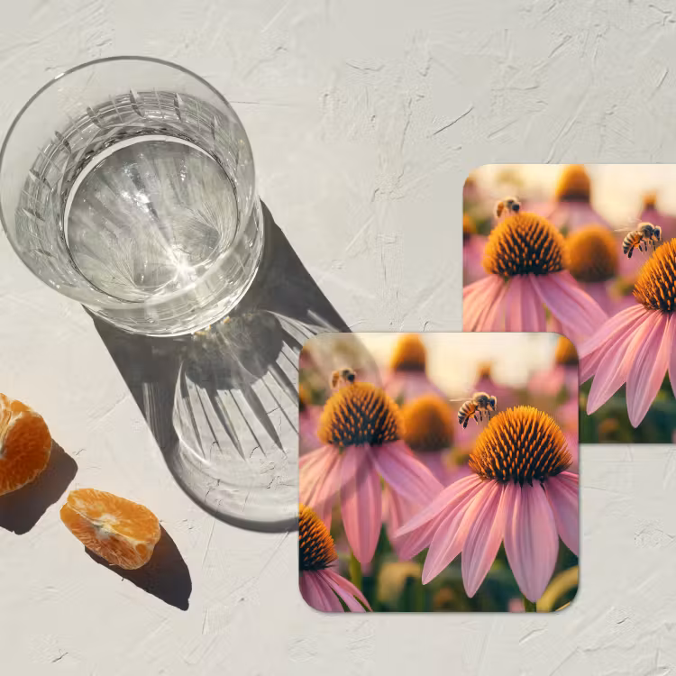 Onderzetter - Bloemen - Paars - Bijen — 3
