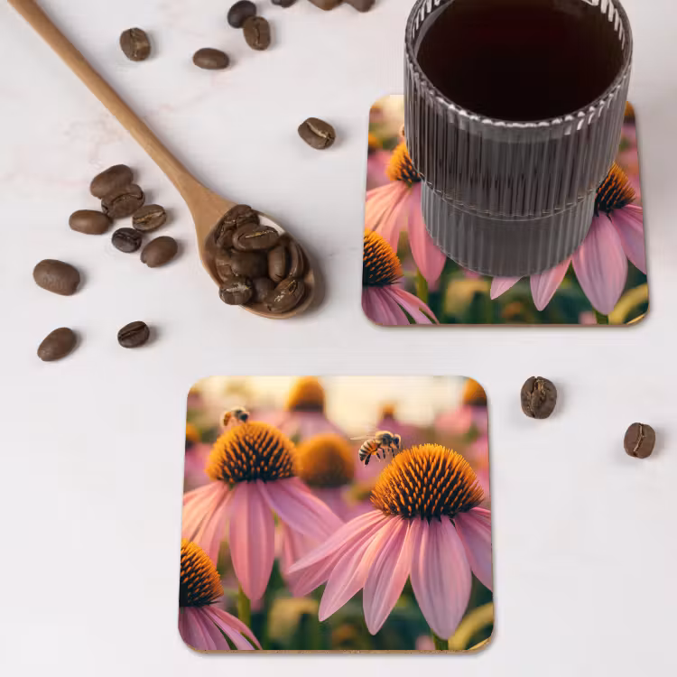 Onderzetter - Bloemen - Paars - Bijen — 4