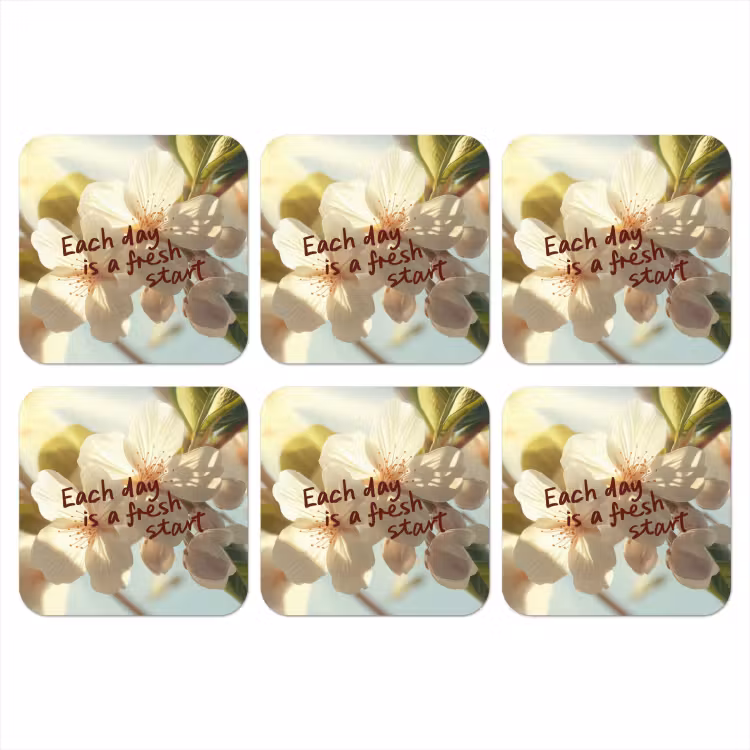 Onderzetter - Bloesems - Zonlicht - Quote - Wit — 1