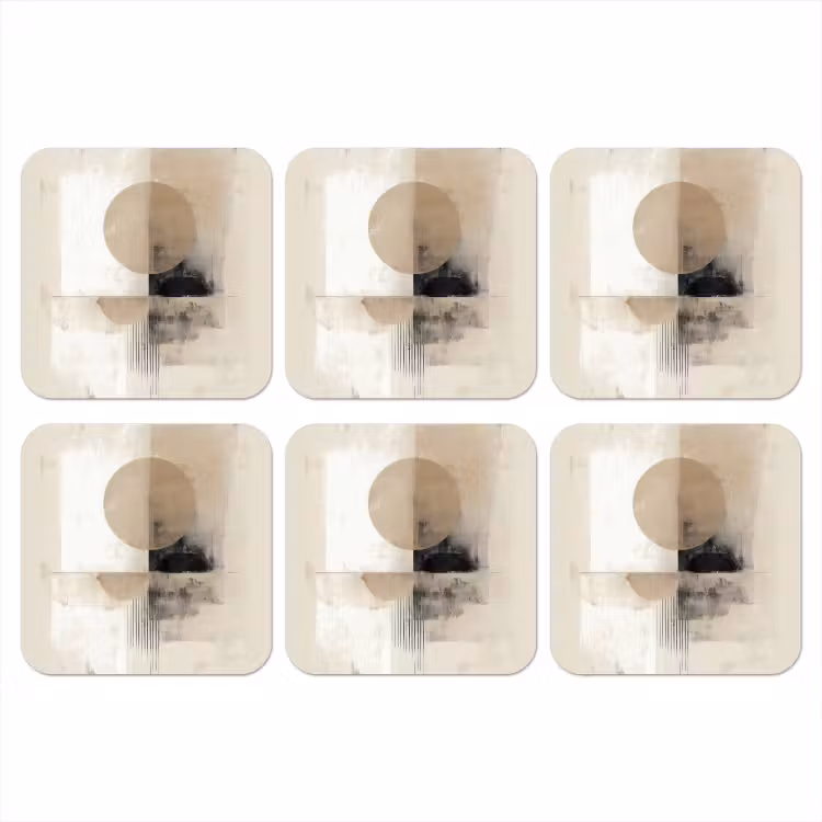 Onderzetter - Cirkel - Compositie - Diepte - Beige — 1