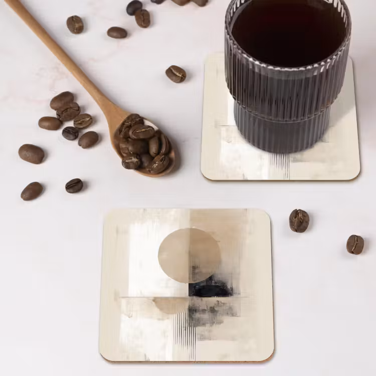 Onderzetter - Cirkel - Compositie - Diepte - Beige — 4