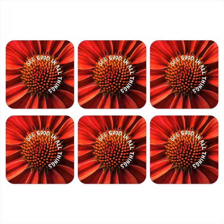 Onderzetter - Close up - Bloem - Quote - Rood — 1