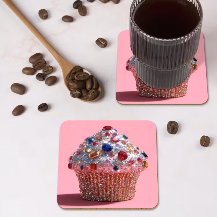 Onderzetter - Cupcake - Kleurrijk - Edelstenen — 4