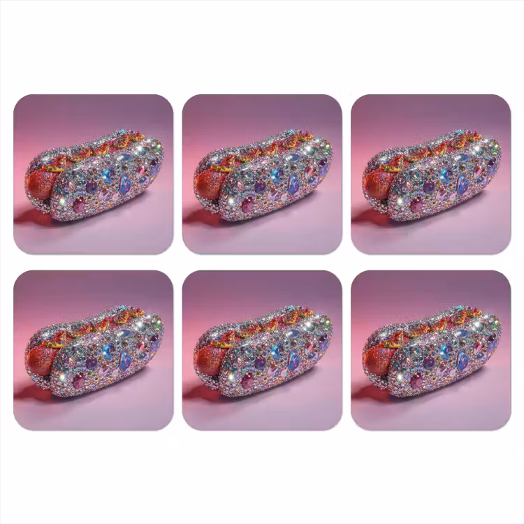 Onderzetter - Hotdog - Steentjes - Glitters - Paars — 1