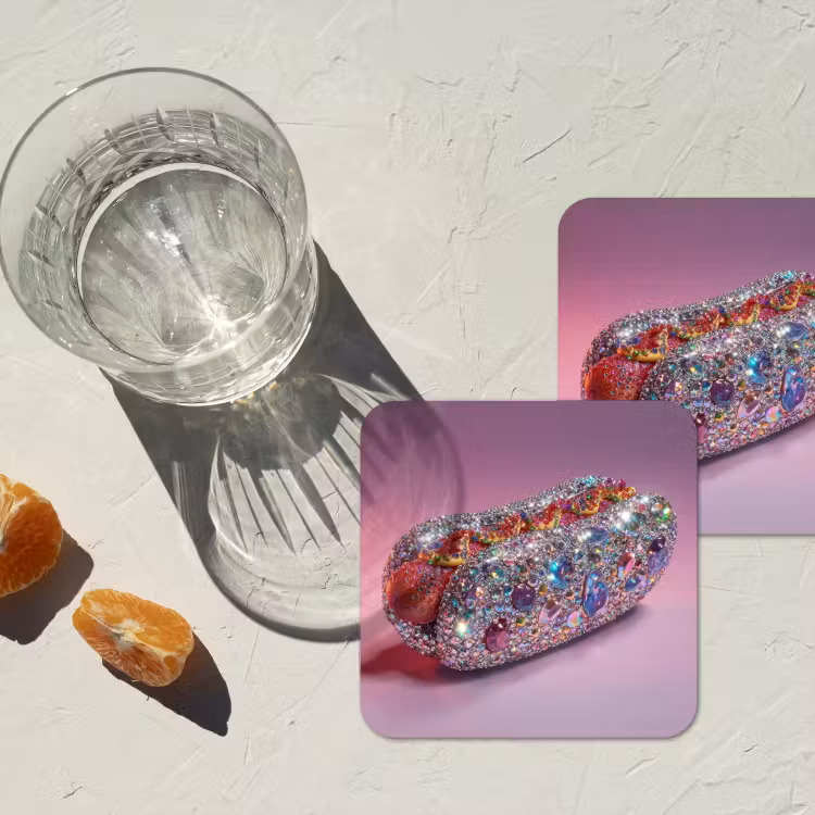 Onderzetter - Hotdog - Steentjes - Glitters - Paars — 3