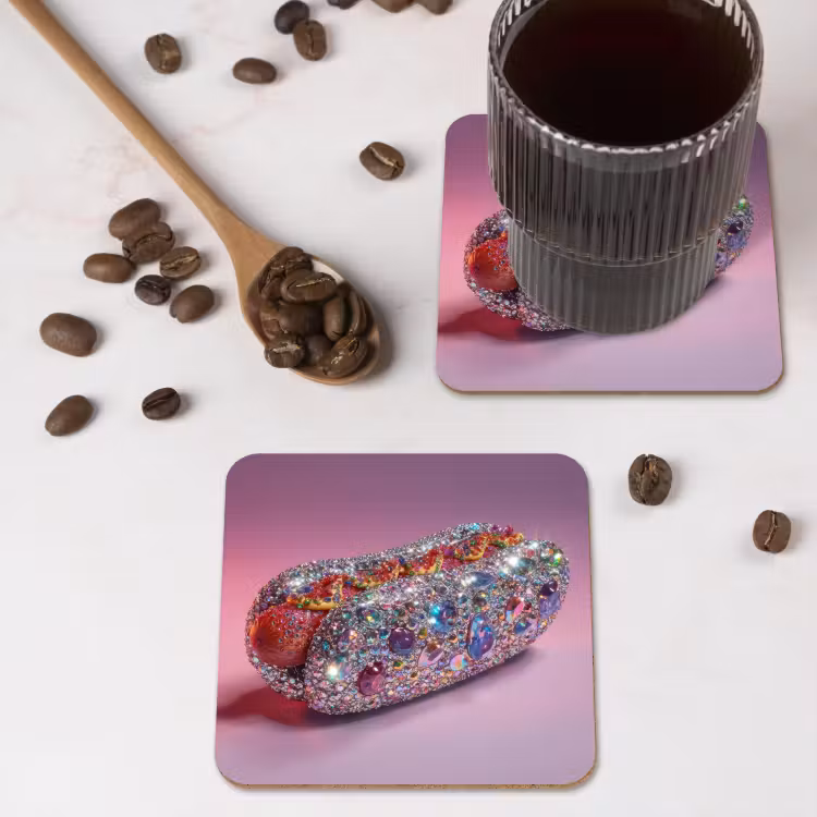 Onderzetter - Hotdog - Steentjes - Glitters - Paars — 4