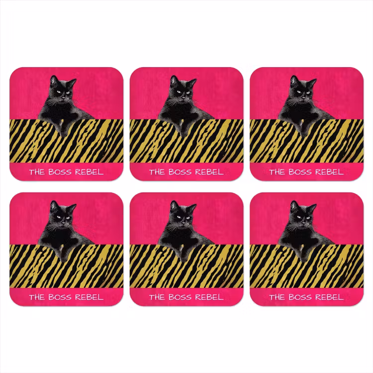 Onderzetter - Kat - Baas - Roze - Tijgerprint — 1