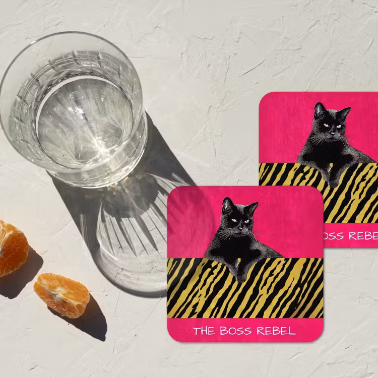 Onderzetter - Kat - Baas - Roze - Tijgerprint — 3