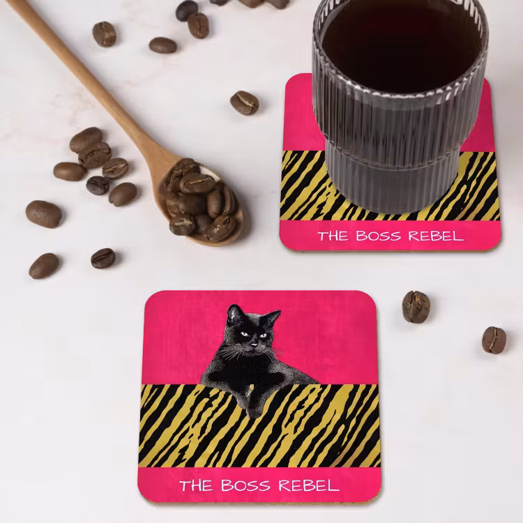 Onderzetter - Kat - Baas - Roze - Tijgerprint — 4