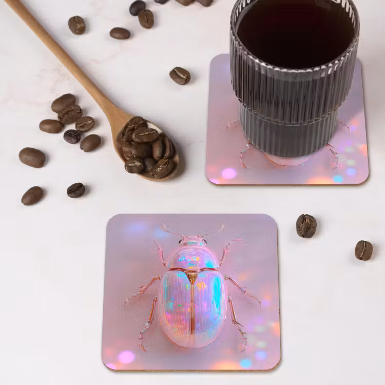 Onderzetter - Kever - Metallic - Lichteffect - Roze — 4