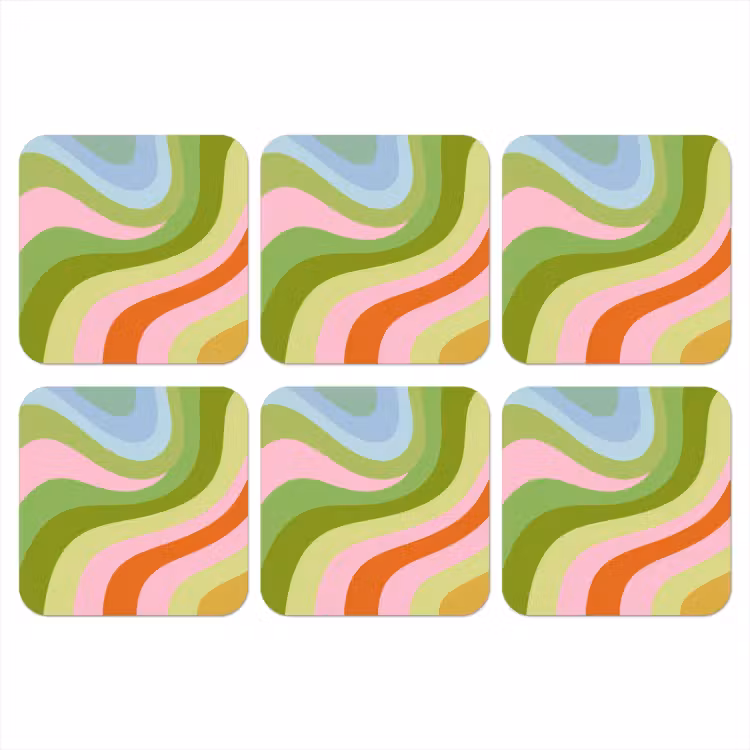 Onderzetter - Lijnen - Pasteltinten - Golvend — 1